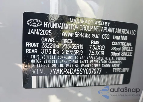 2025 Hyundai Ioniq 5 Limited from USA, damaged, VIN 7YAKR4DA5SY007077